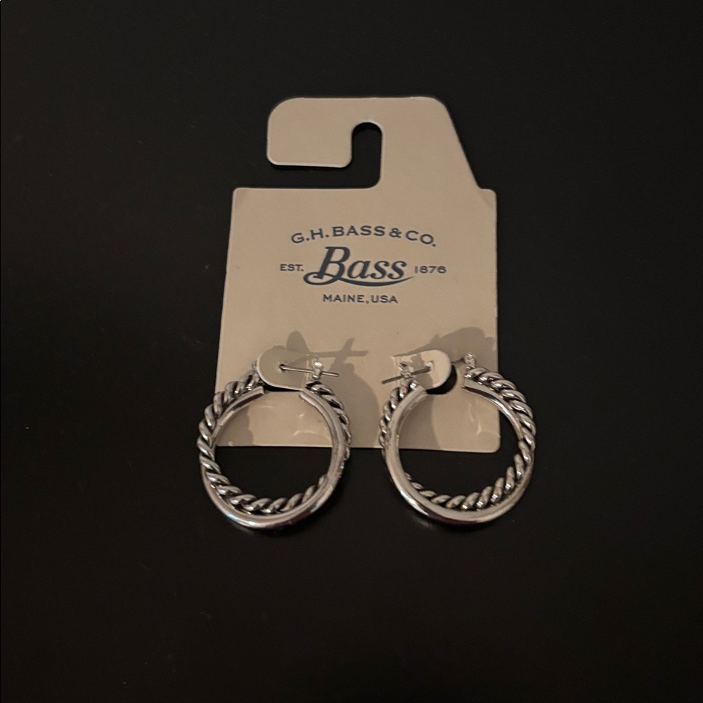 G.H. Bass & Co. Twisted Silver Hoop Earrings